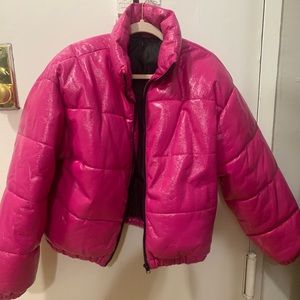 Hot pink medium/large puffer jacket